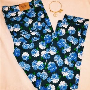 Abercrombie & Fitch blue flower jeans
